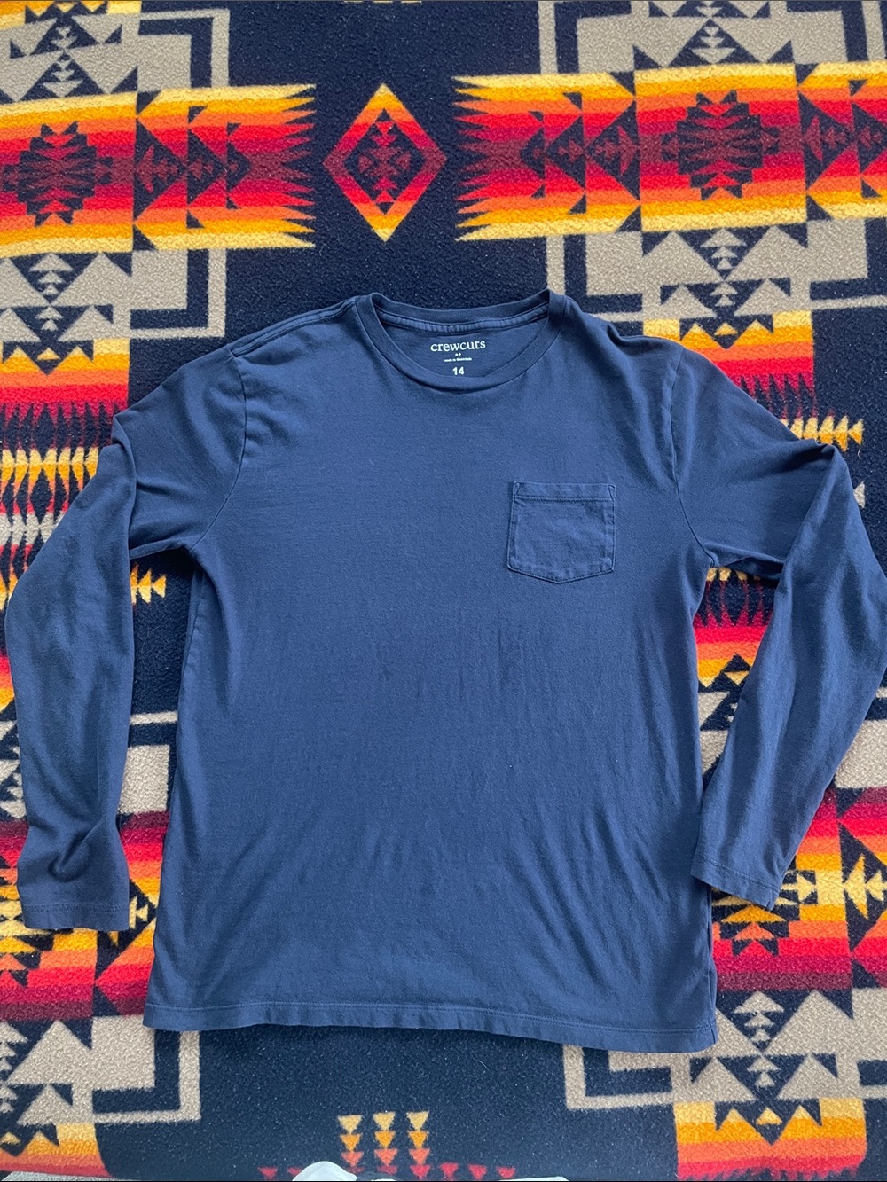 Crewcuts Navy Long-Sleeve Pocket Tee